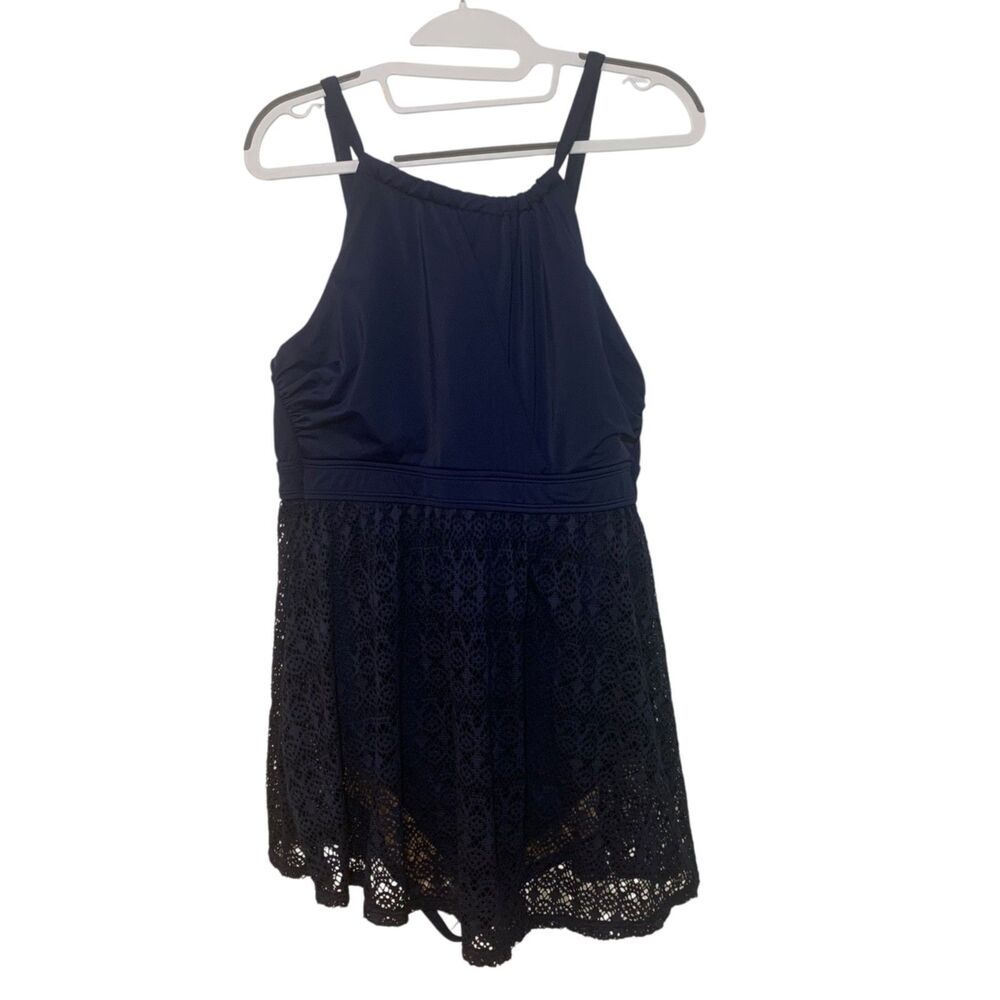 Swim By Cacique Navy Blue Lace Crochet Swim Dress 16 Outdoors Beach Resort